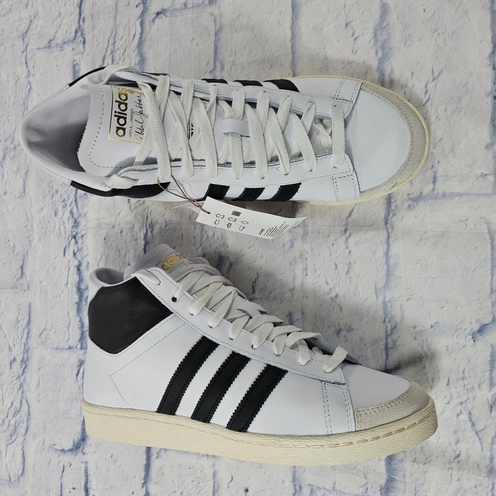 Adidas Abdul-Jabbar High Sneakers Mens 9 White Black Gold Retro Basketball Shoes